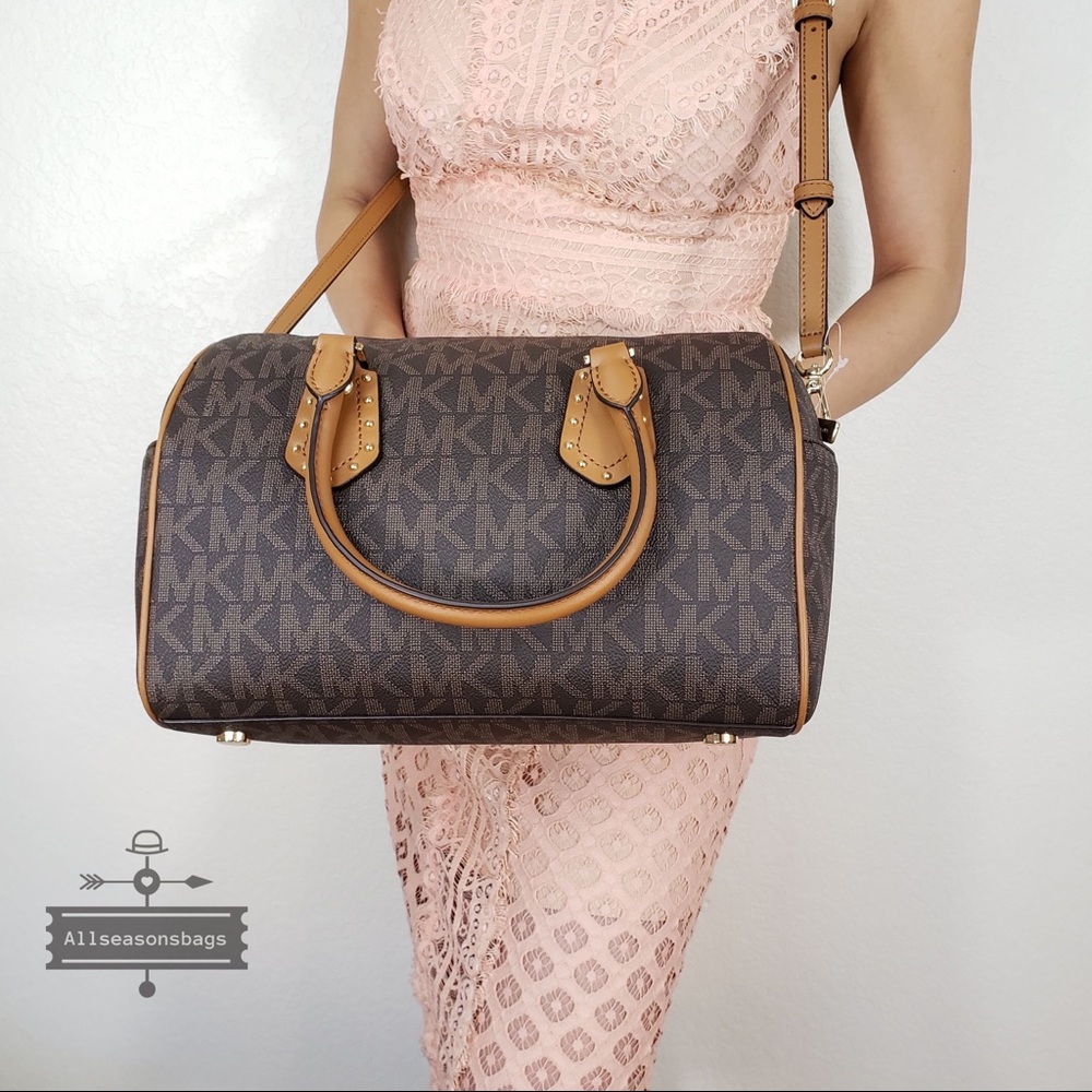 NWT Michael Kors aria medium satchel brown acorn - Picture 6 of 8